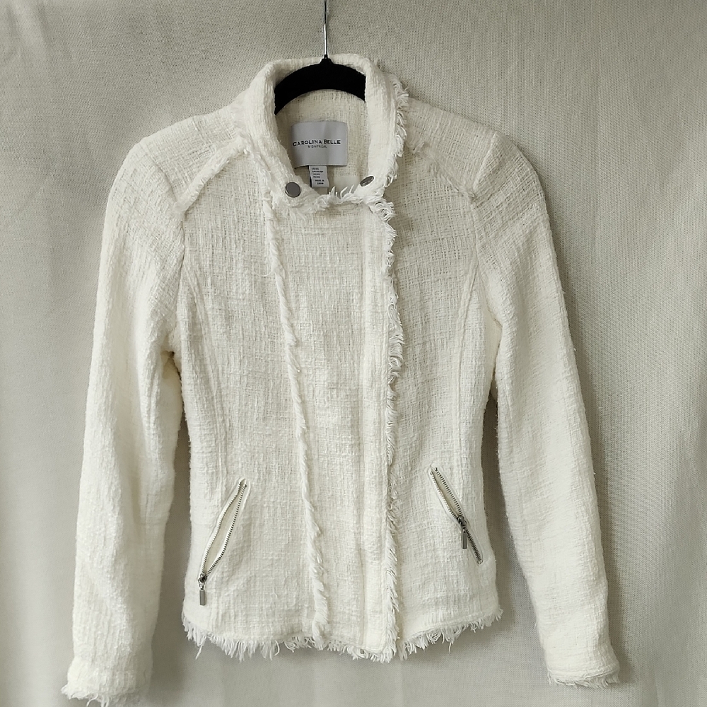 Carolina Belle White Blazer with High Collar